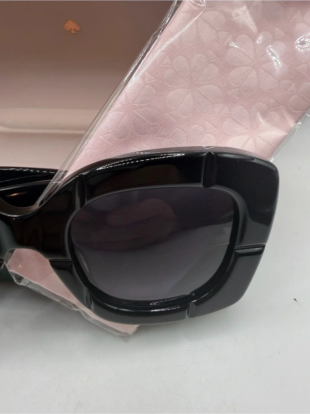 Black Oversized Square Sunglasses with Pink Case. Kate spade. Brand new